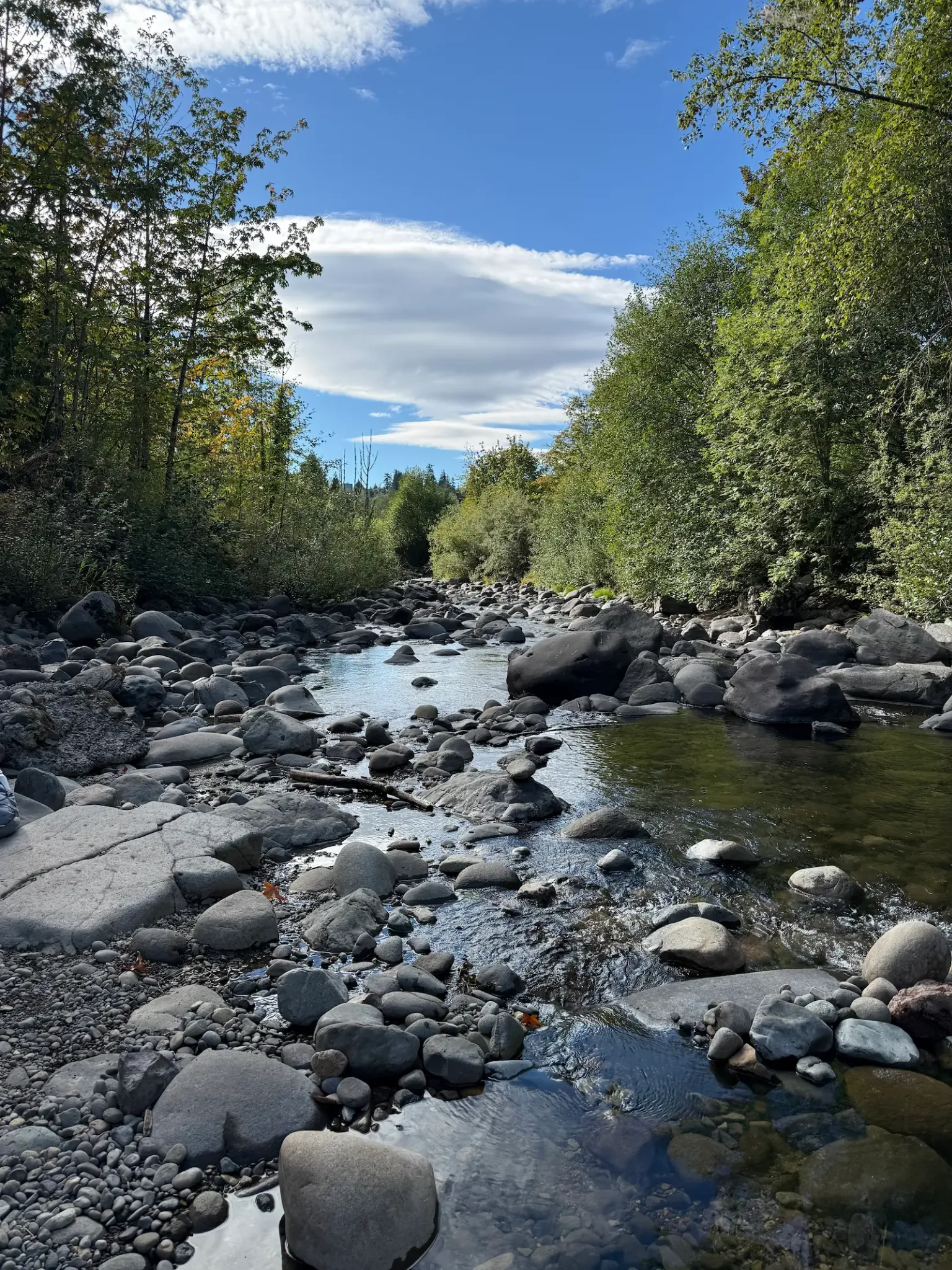 Rocky river at George Smallwood Park in Eatonville Washington